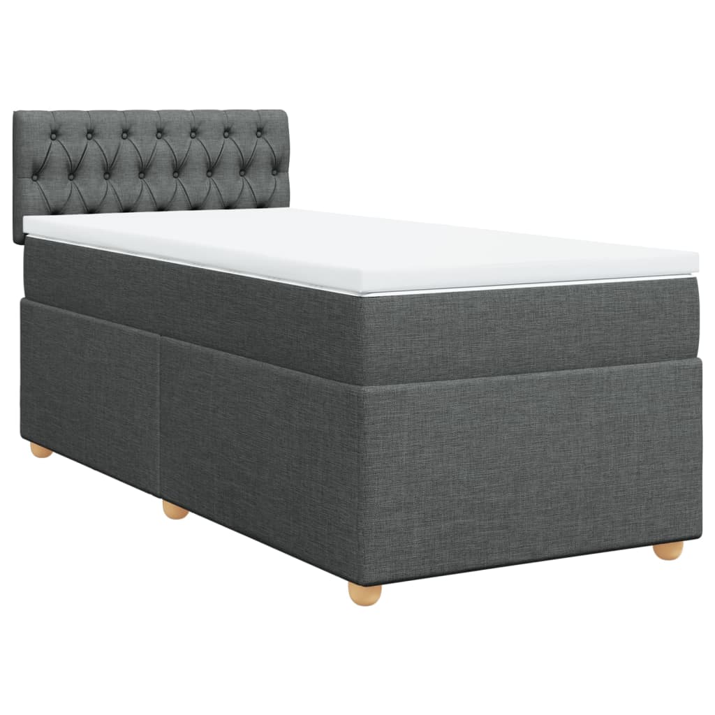 Boxspring met matras stof donkergrijs 90x190 cm Bedden & bedframes | Creëer jouw Trendy Thuis | Gratis bezorgd & Retour | Trendy.nl