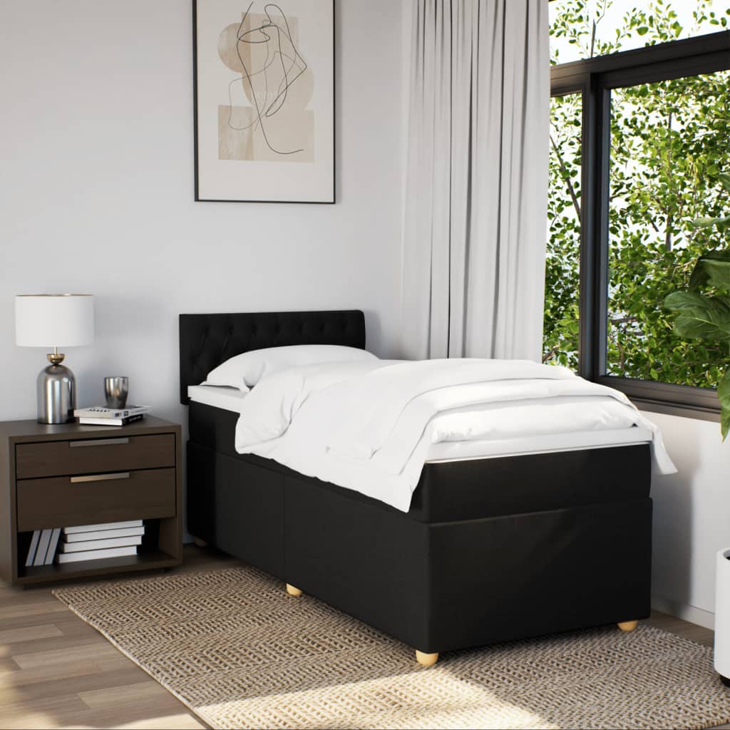 Boxspring met matras stof zwart 90x190 cm Bedden & bedframes | Creëer jouw Trendy Thuis | Gratis bezorgd & Retour | Trendy.nl