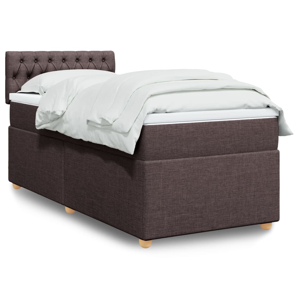 Boxspring met matras stof donkerbruin 90x190 cm Bedden & bedframes | Creëer jouw Trendy Thuis | Gratis bezorgd & Retour | Trendy.nl