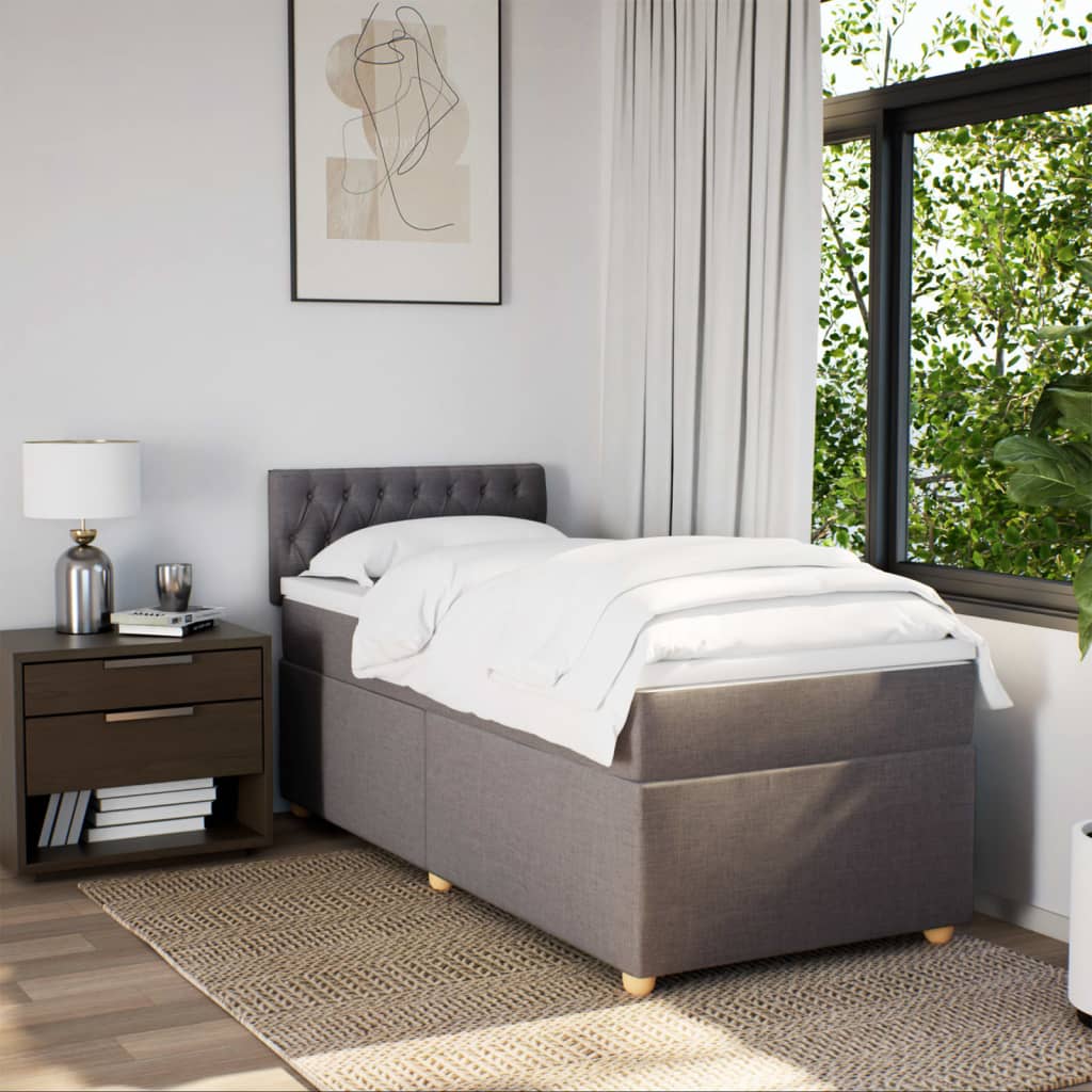 Boxspring met matras stof taupe 90x190 cm Bedden & bedframes | Creëer jouw Trendy Thuis | Gratis bezorgd & Retour | Trendy.nl