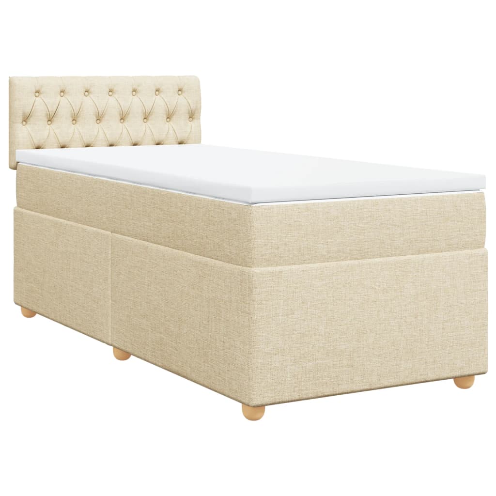 Boxspring met matras stof crèmekleurig 90x190 cm Bedden & bedframes | Creëer jouw Trendy Thuis | Gratis bezorgd & Retour | Trendy.nl