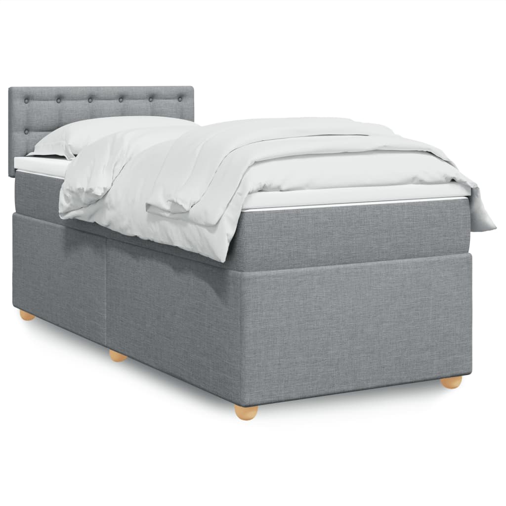 Boxspring met matras stof lichtgrijs 90x190 cm Bedden & bedframes | Creëer jouw Trendy Thuis | Gratis bezorgd & Retour | Trendy.nl