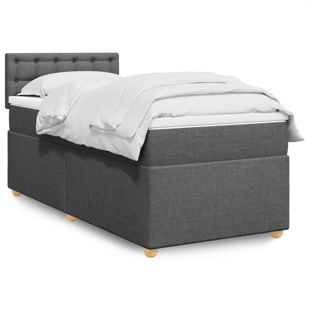 Boxspring met matras stof donkergrijs 90x190 cm Bedden & bedframes | Creëer jouw Trendy Thuis | Gratis bezorgd & Retour | Trendy.nl