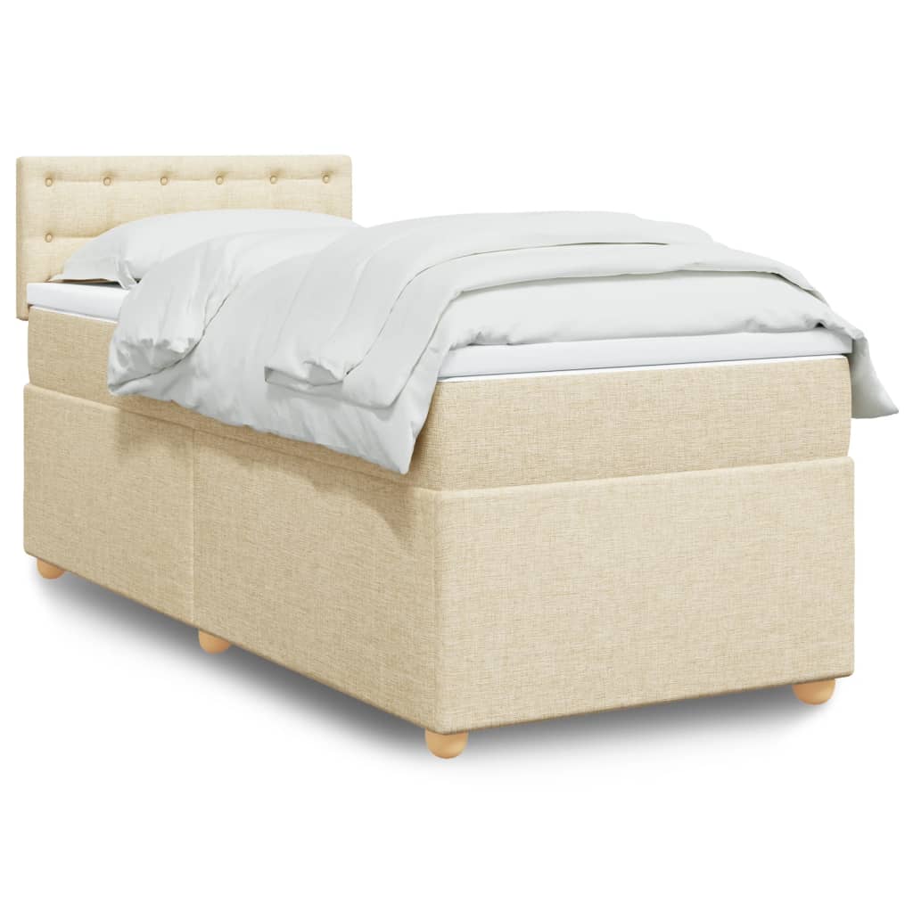 Boxspring met matras stof crèmekleurig 90x190 cm Bedden & bedframes | Creëer jouw Trendy Thuis | Gratis bezorgd & Retour | Trendy.nl