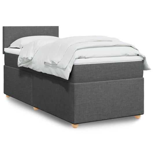 Boxspring met matras stof donkergrijs 90x200 cm Bedden & bedframes | Creëer jouw Trendy Thuis | Gratis bezorgd & Retour | Trendy.nl