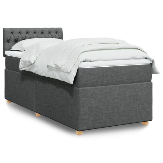 Boxspring met matras stof donkergrijs 90x200 cm Bedden & bedframes | Creëer jouw Trendy Thuis | Gratis bezorgd & Retour | Trendy.nl