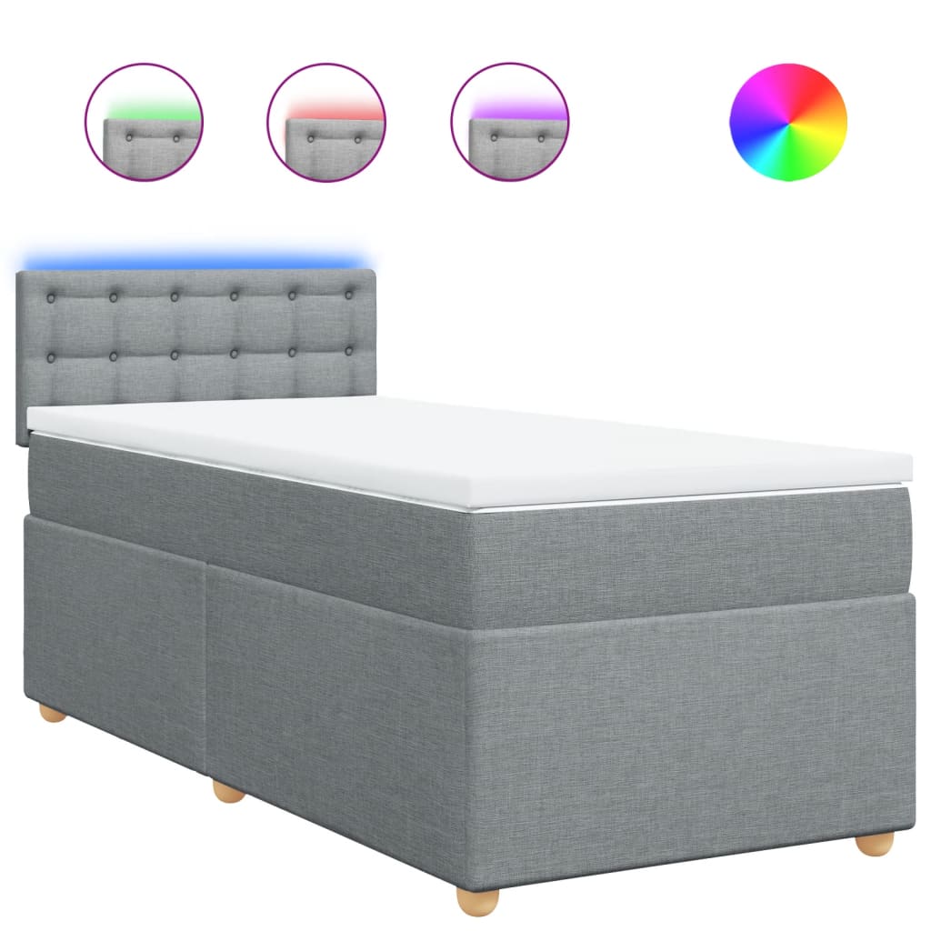 Boxspring met matras stof lichtgrijs 90x200 cm Bedden & bedframes | Creëer jouw Trendy Thuis | Gratis bezorgd & Retour | Trendy.nl