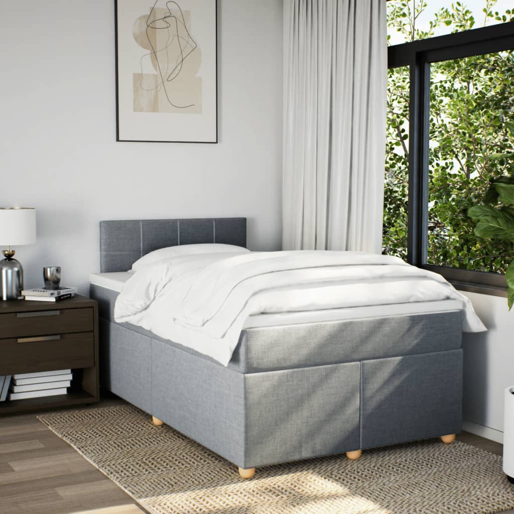 Boxspring met matras stof lichtgrijs 120x190 cm Bedden & bedframes | Creëer jouw Trendy Thuis | Gratis bezorgd & Retour | Trendy.nl