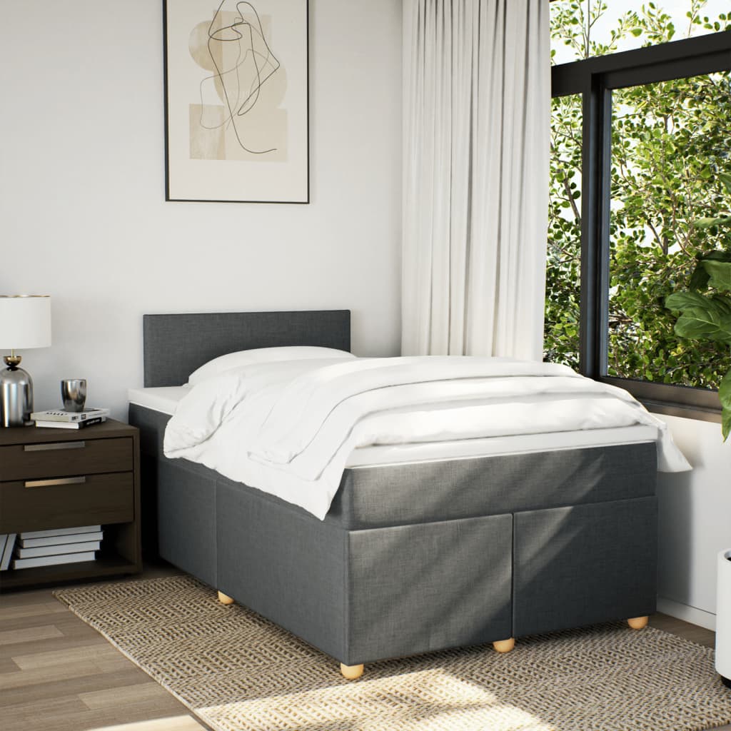 Boxspring met matras stof donkergrijs 120x200 cm Bedden & bedframes | Creëer jouw Trendy Thuis | Gratis bezorgd & Retour | Trendy.nl