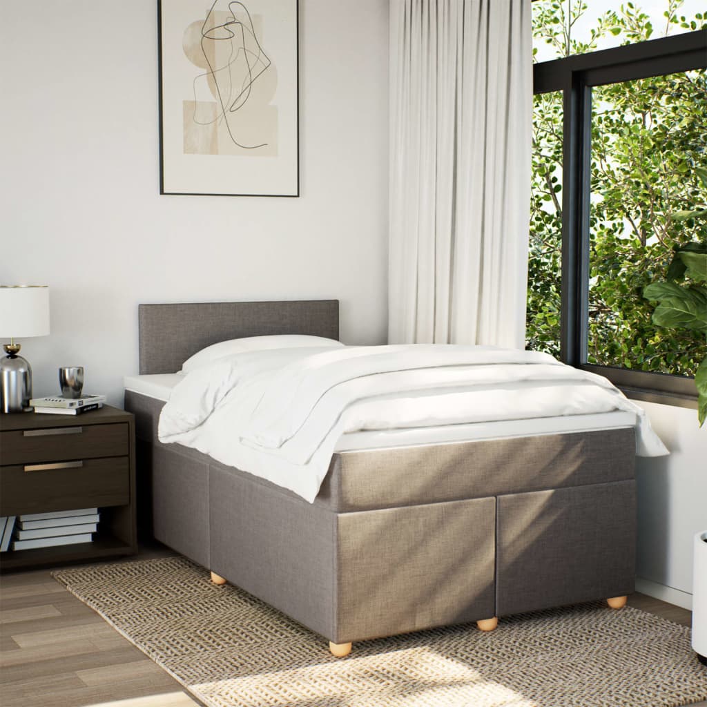 Boxspring met matras stof taupe 120x200 cm Bedden & bedframes | Creëer jouw Trendy Thuis | Gratis bezorgd & Retour | Trendy.nl