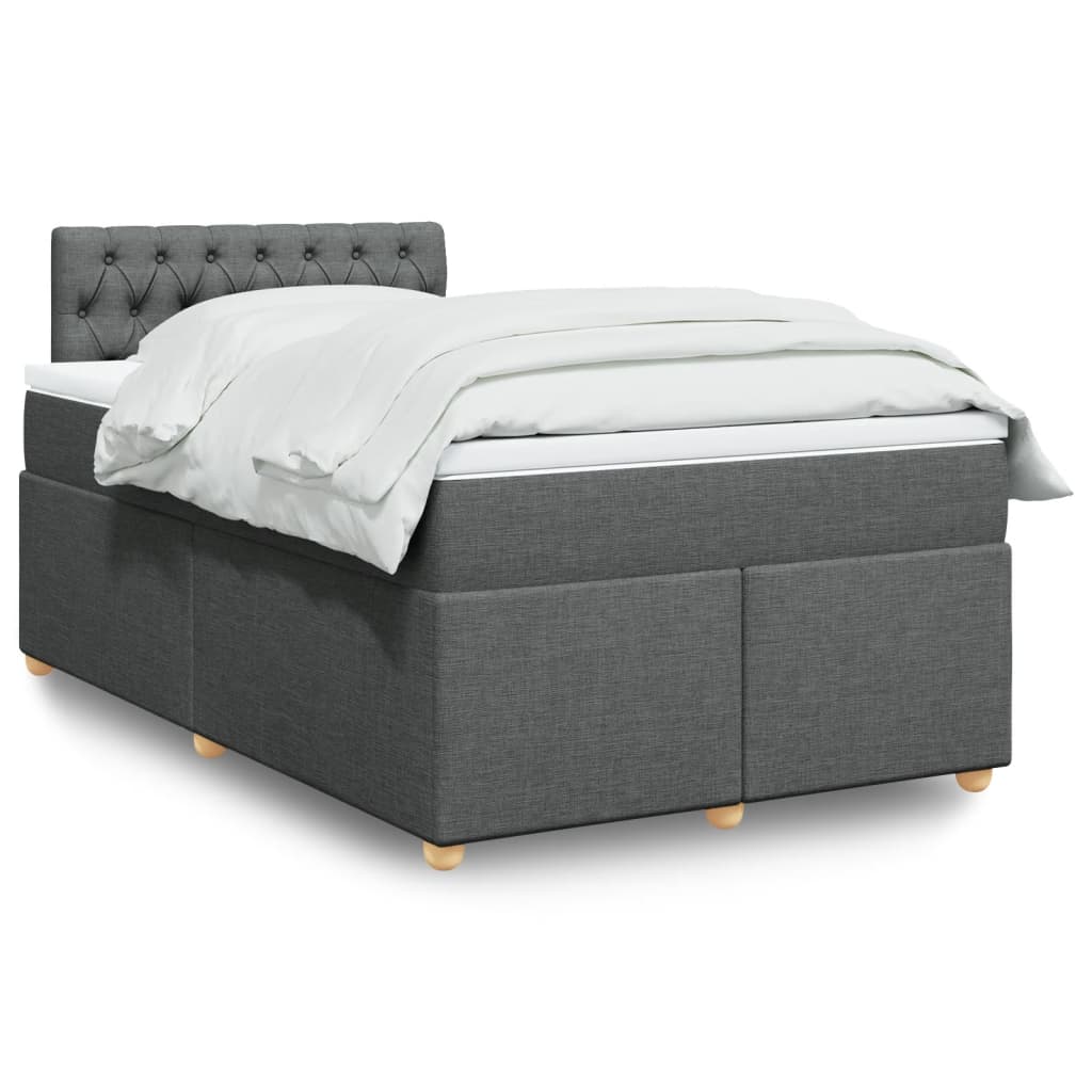 Boxspring met matras stof donkergrijs 120x200 cm Bedden & bedframes | Creëer jouw Trendy Thuis | Gratis bezorgd & Retour | Trendy.nl