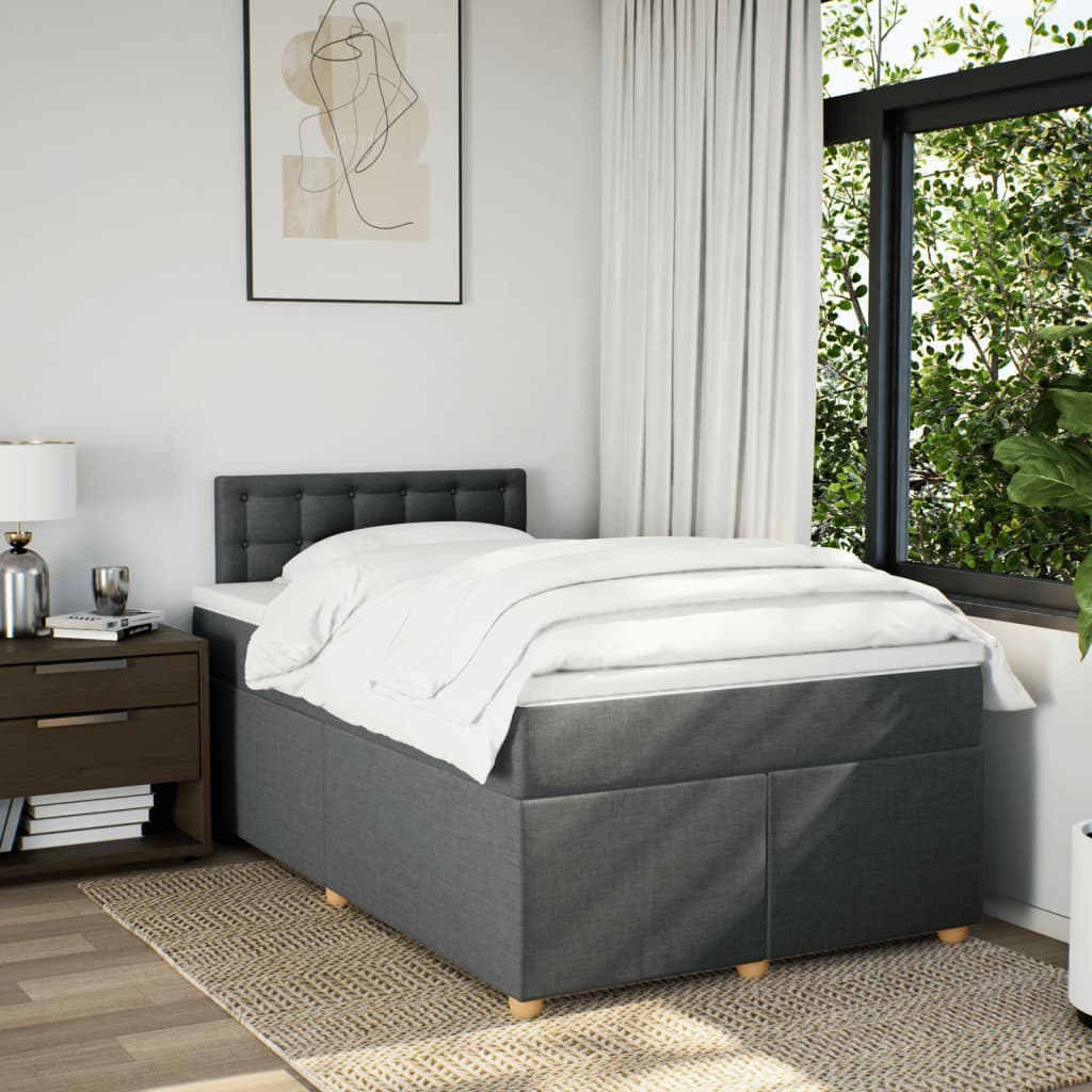 Boxspring met matras stof donkergrijs 120x200 cm Bedden & bedframes | Creëer jouw Trendy Thuis | Gratis bezorgd & Retour | Trendy.nl