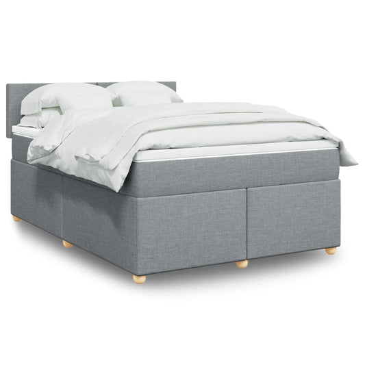 Boxspring met matras stof lichtgrijs 140x190 cm Bedden & bedframes | Creëer jouw Trendy Thuis | Gratis bezorgd & Retour | Trendy.nl