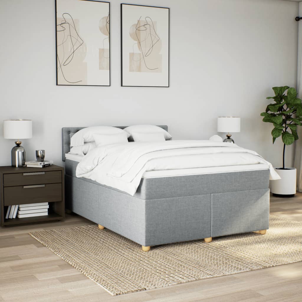 Boxspring met matras stof lichtgrijs 140x190 cm Bedden & bedframes | Creëer jouw Trendy Thuis | Gratis bezorgd & Retour | Trendy.nl