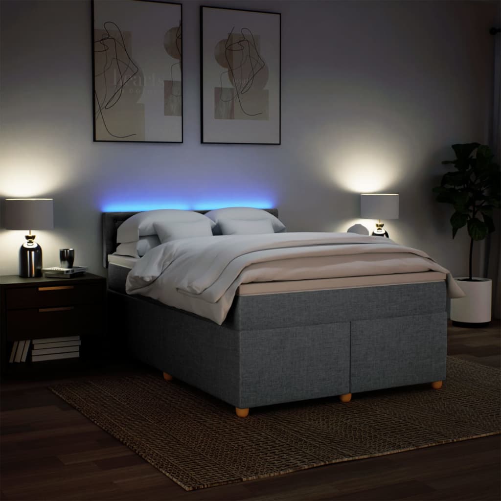 Boxspring met matras stof lichtgrijs 140x190 cm Bedden & bedframes | Creëer jouw Trendy Thuis | Gratis bezorgd & Retour | Trendy.nl