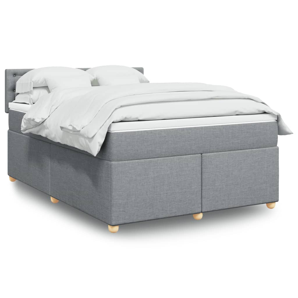 Boxspring met matras stof lichtgrijs 140x190 cm Bedden & bedframes | Creëer jouw Trendy Thuis | Gratis bezorgd & Retour | Trendy.nl