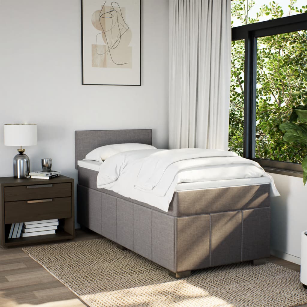 Boxspring met matras stof taupe 90x190 cm Bedden & bedframes | Creëer jouw Trendy Thuis | Gratis bezorgd & Retour | Trendy.nl