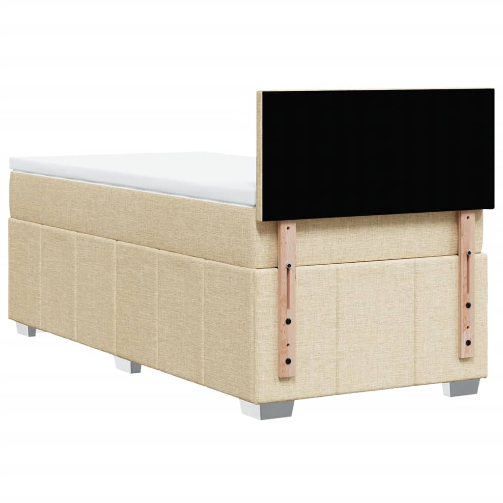 Boxspring met matras stof crèmekleurig 90x190 cm Bedden & bedframes | Creëer jouw Trendy Thuis | Gratis bezorgd & Retour | Trendy.nl