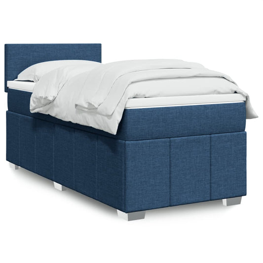 Boxspring met matras stof blauw 90x190 cm Bedden & bedframes | Creëer jouw Trendy Thuis | Gratis bezorgd & Retour | Trendy.nl