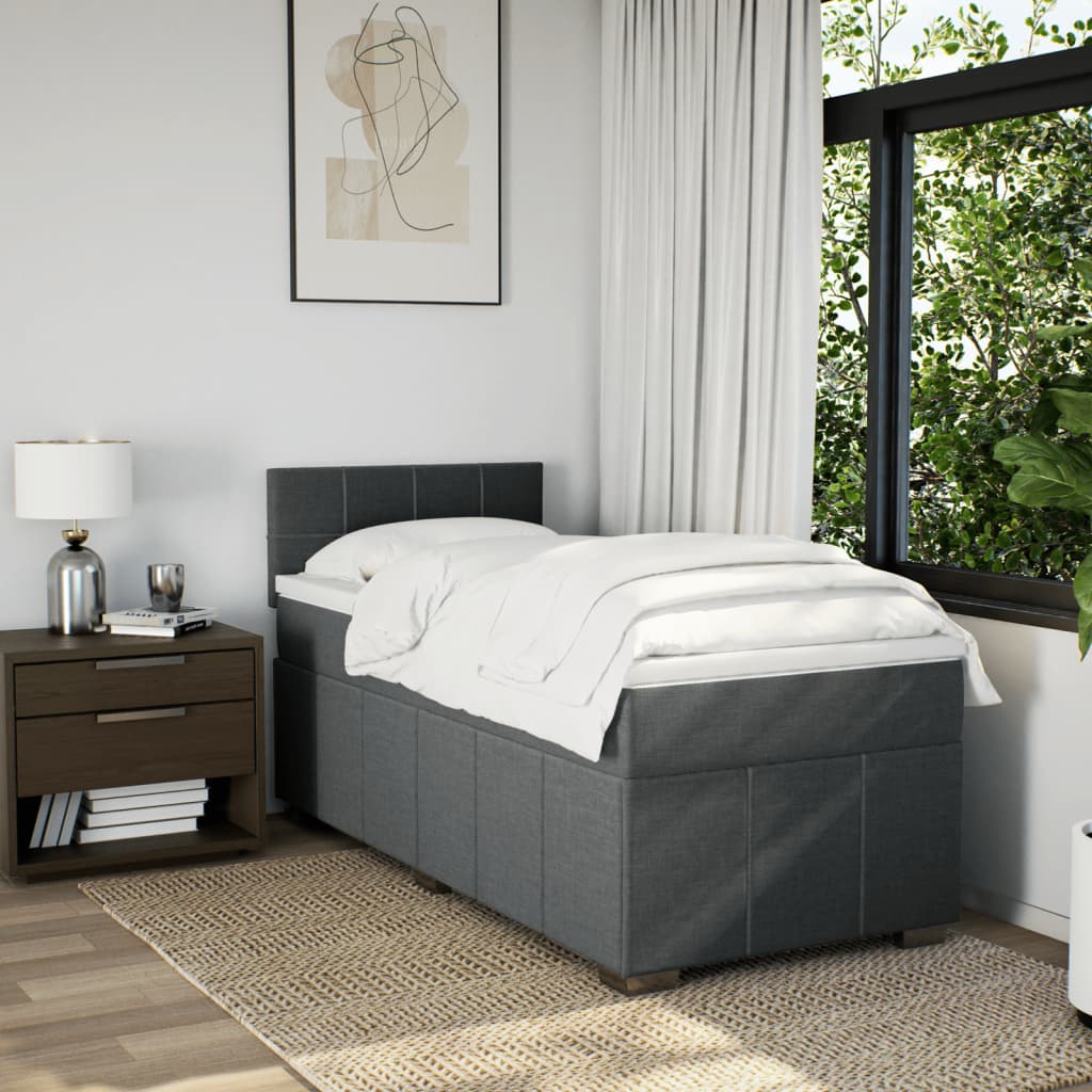 Boxspring met matras stof donkergrijs 90x190 cm Bedden & bedframes | Creëer jouw Trendy Thuis | Gratis bezorgd & Retour | Trendy.nl