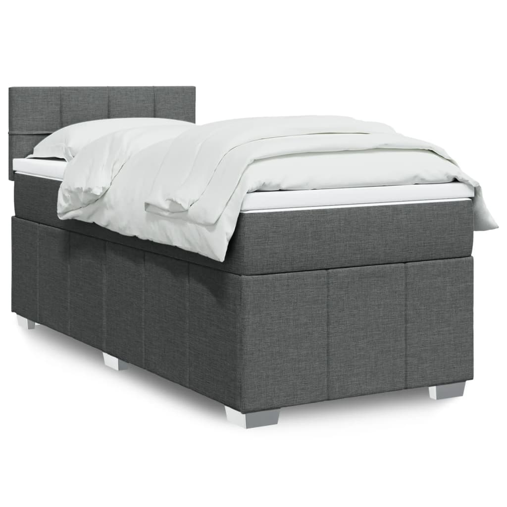 Boxspring met matras stof donkergrijs 90x190 cm Bedden & bedframes | Creëer jouw Trendy Thuis | Gratis bezorgd & Retour | Trendy.nl