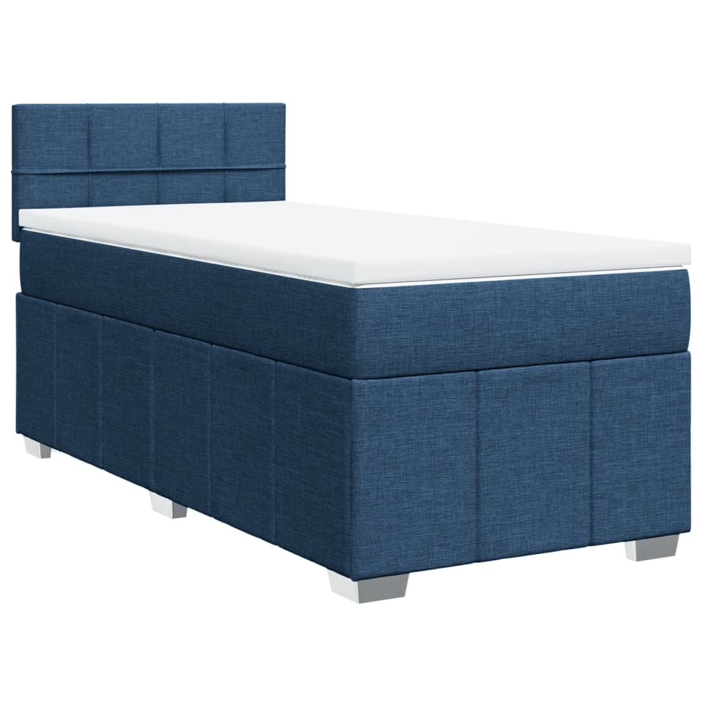 Boxspring met matras stof blauw 90x190 cm