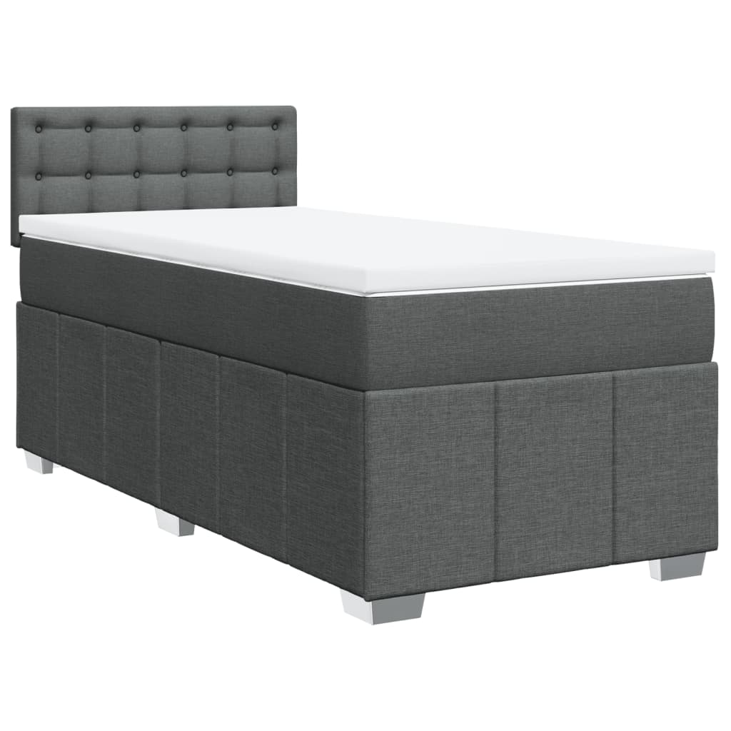 Boxspring met matras stof donkergrijs 90x190 cm Bedden & bedframes | Creëer jouw Trendy Thuis | Gratis bezorgd & Retour | Trendy.nl