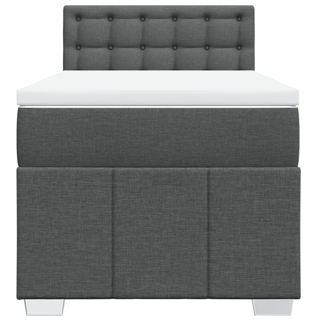 Boxspring met matras stof donkergrijs 90x190 cm Bedden & bedframes | Creëer jouw Trendy Thuis | Gratis bezorgd & Retour | Trendy.nl