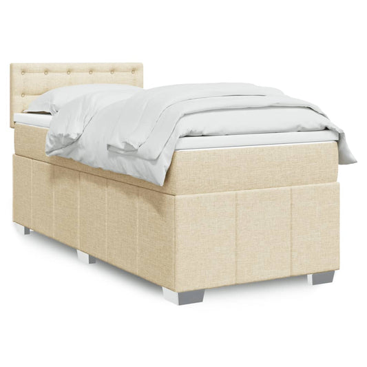 Boxspring met matras stof crèmekleurig 90x190 cm Bedden & bedframes | Creëer jouw Trendy Thuis | Gratis bezorgd & Retour | Trendy.nl