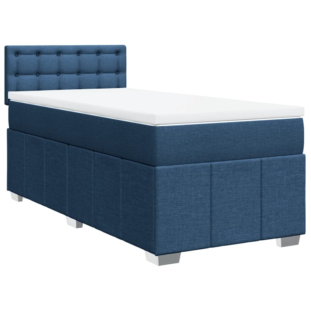 Boxspring met matras stof blauw 90x190 cm