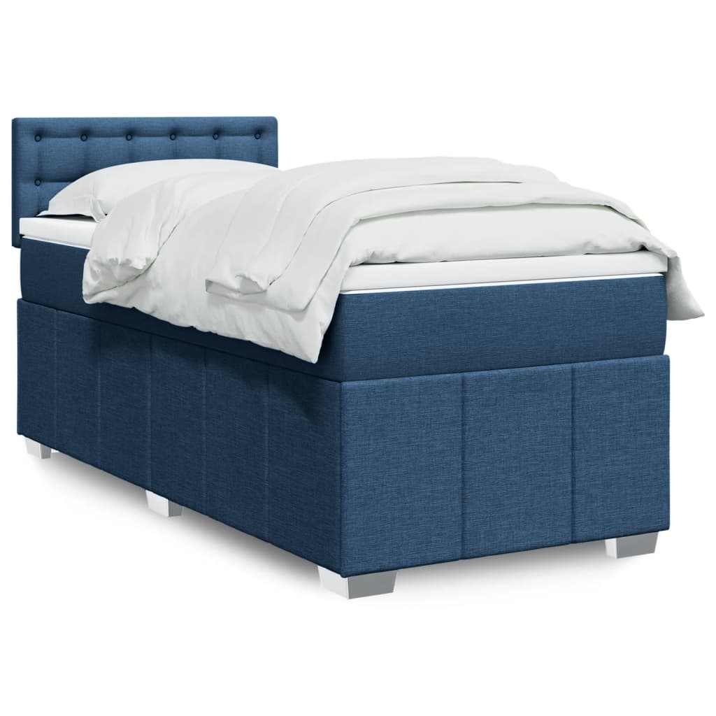 Boxspring met matras stof blauw 90x190 cm