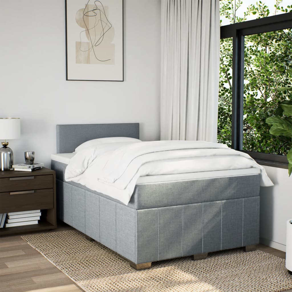 Boxspring met matras stof lichtgrijs 120x190 cm Bedden & bedframes | Creëer jouw Trendy Thuis | Gratis bezorgd & Retour | Trendy.nl