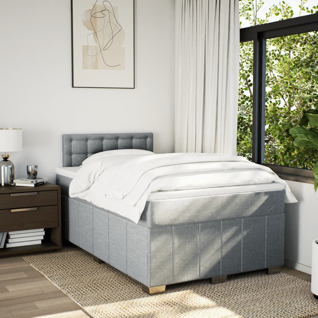 Boxspring met matras stof lichtgrijs 120x190 cm Bedden & bedframes | Creëer jouw Trendy Thuis | Gratis bezorgd & Retour | Trendy.nl