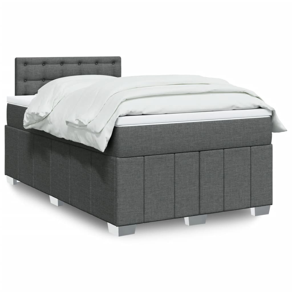 Boxspring met matras stof donkergrijs 120x190 cm Bedden & bedframes | Creëer jouw Trendy Thuis | Gratis bezorgd & Retour | Trendy.nl