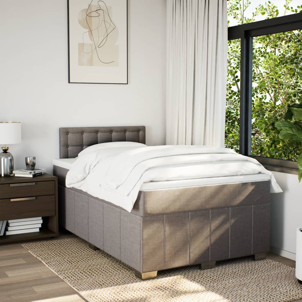 Boxspring met matras stof taupe 120x190 cm Bedden & bedframes | Creëer jouw Trendy Thuis | Gratis bezorgd & Retour | Trendy.nl