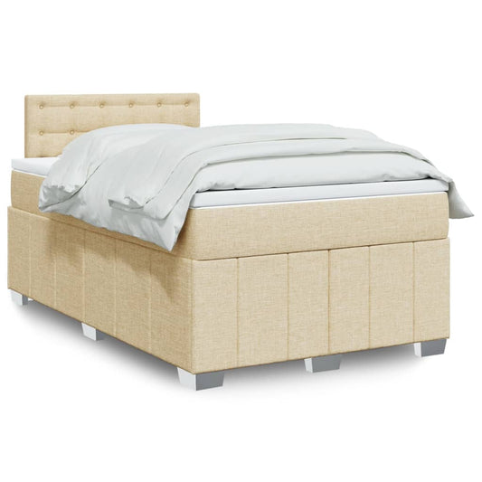 Boxspring met matras stof crèmekleurig 120x190 cm Bedden & bedframes | Creëer jouw Trendy Thuis | Gratis bezorgd & Retour | Trendy.nl