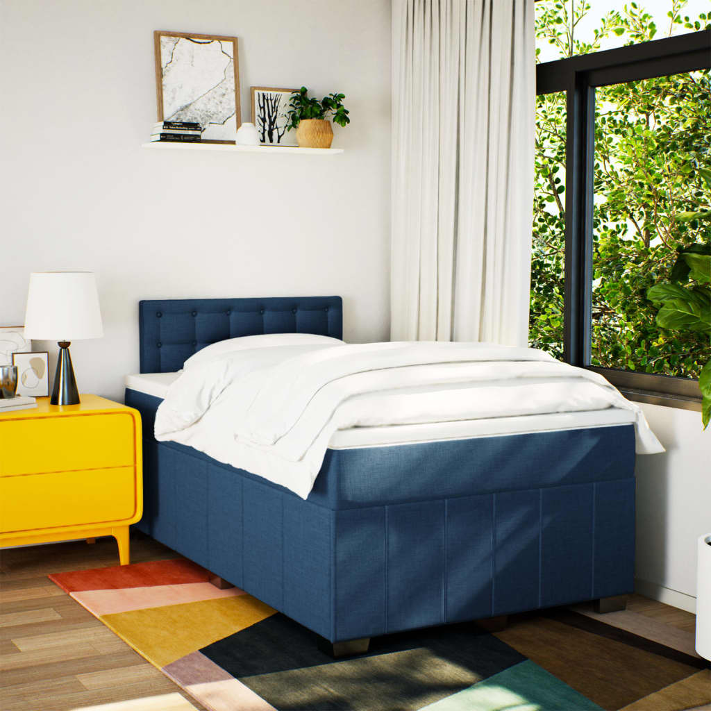 Boxspring met matras stof blauw 120x190 cm Bedden & bedframes | Creëer jouw Trendy Thuis | Gratis bezorgd & Retour | Trendy.nl