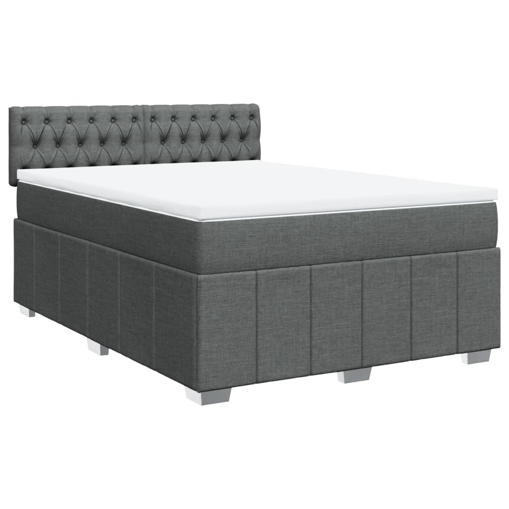 Boxspring met matras stof donkergrijs 140x190 cm Bedden & bedframes | Creëer jouw Trendy Thuis | Gratis bezorgd & Retour | Trendy.nl