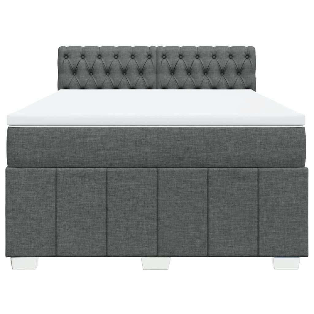 Boxspring met matras stof donkergrijs 140x190 cm Bedden & bedframes | Creëer jouw Trendy Thuis | Gratis bezorgd & Retour | Trendy.nl