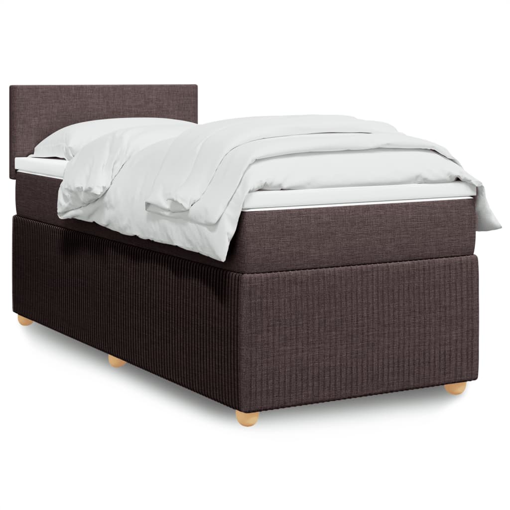 Boxspring met matras stof donkerbruin 90x190 cm Bedden & bedframes | Creëer jouw Trendy Thuis | Gratis bezorgd & Retour | Trendy.nl