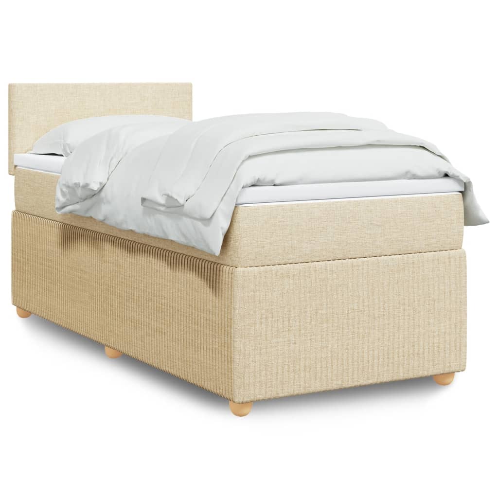 Boxspring met matras stof crèmekleurig 90x190 cm Bedden & bedframes | Creëer jouw Trendy Thuis | Gratis bezorgd & Retour | Trendy.nl