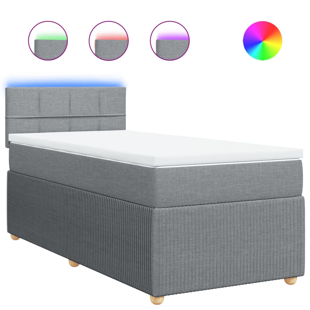 Boxspring met matras stof lichtgrijs 90x190 cm Bedden & bedframes | Creëer jouw Trendy Thuis | Gratis bezorgd & Retour | Trendy.nl