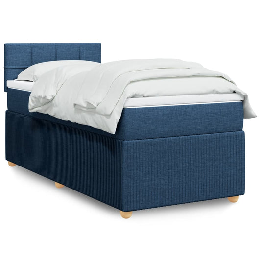 Boxspring met matras stof blauw 90x190 cm Bedden & bedframes | Creëer jouw Trendy Thuis | Gratis bezorgd & Retour | Trendy.nl