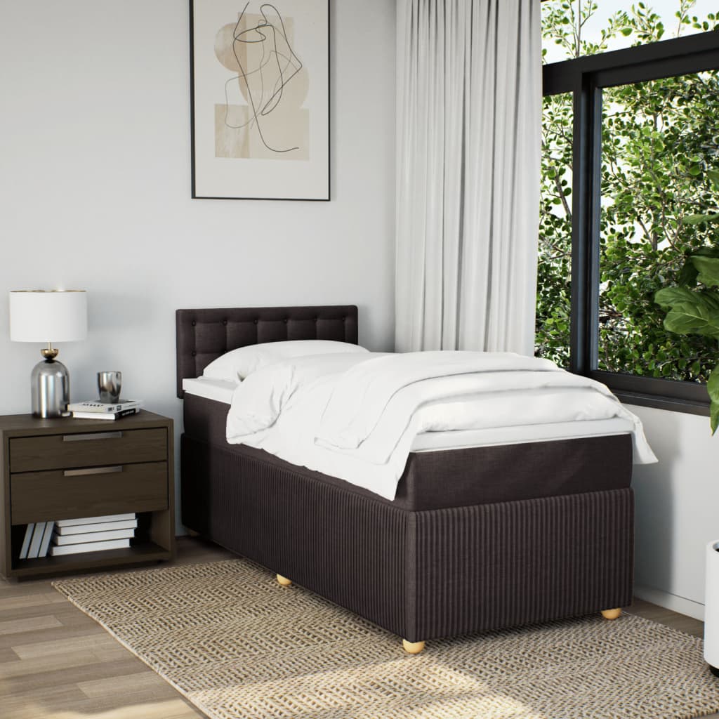 Boxspring met matras stof donkerbruin 90x190 cm Bedden & bedframes | Creëer jouw Trendy Thuis | Gratis bezorgd & Retour | Trendy.nl