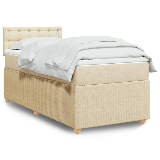 Boxspring met matras stof crèmekleurig 90x190 cm Bedden & bedframes | Creëer jouw Trendy Thuis | Gratis bezorgd & Retour | Trendy.nl