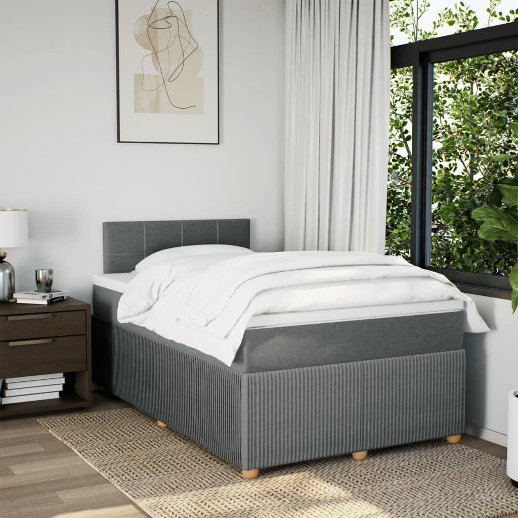 Boxspring met matras stof donkergrijs 120x190 cm Bedden & bedframes | Creëer jouw Trendy Thuis | Gratis bezorgd & Retour | Trendy.nl