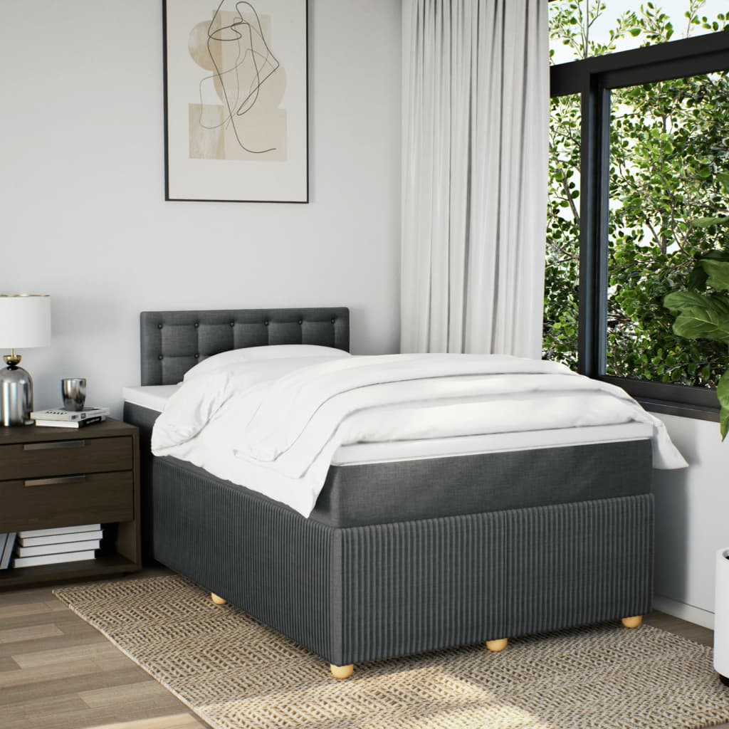 Boxspring met matras stof donkergrijs 120x190 cm Bedden & bedframes | Creëer jouw Trendy Thuis | Gratis bezorgd & Retour | Trendy.nl