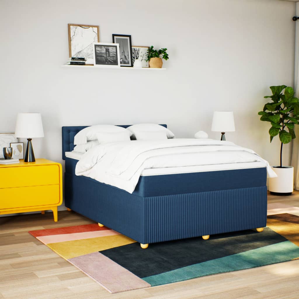 Boxspring met matras stof blauw 140x190 cm Bedden & bedframes | Creëer jouw Trendy Thuis | Gratis bezorgd & Retour | Trendy.nl