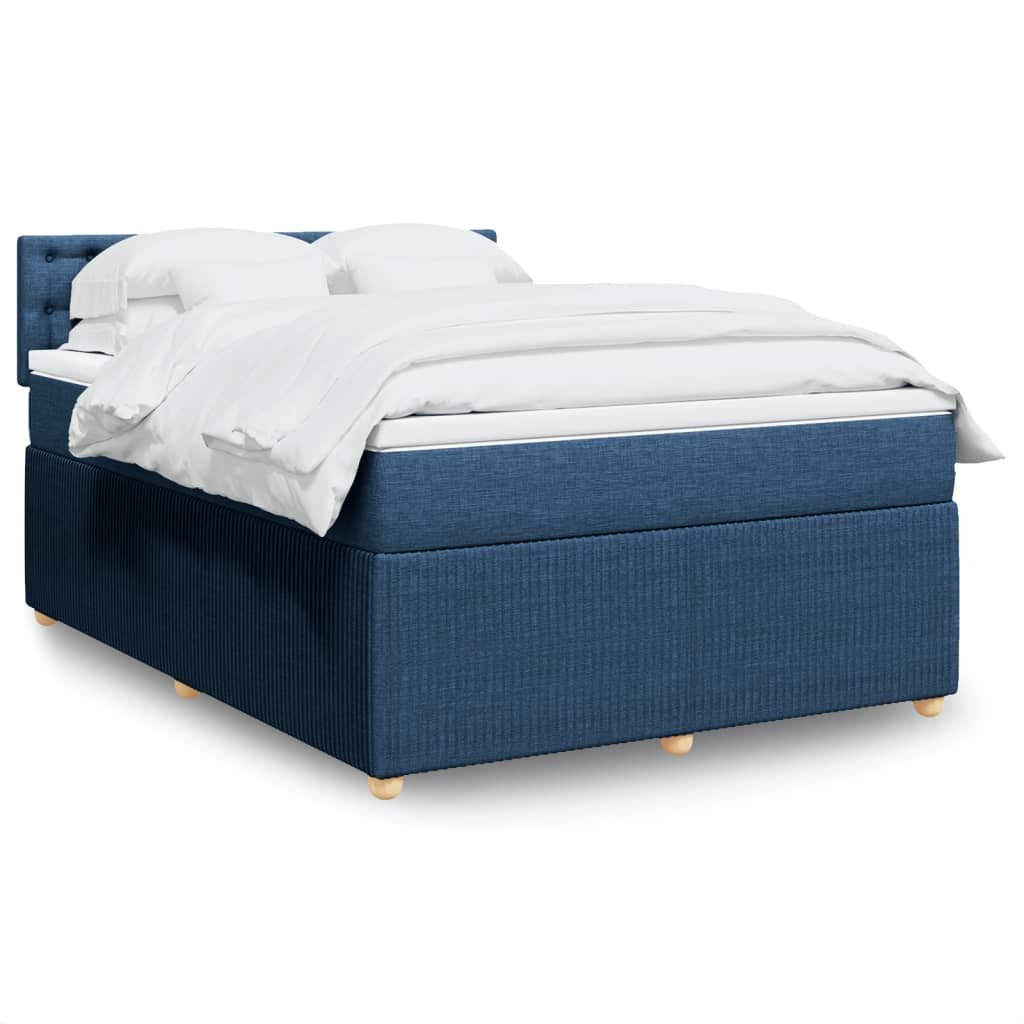 Boxspring met matras stof blauw 140x190 cm Bedden & bedframes | Creëer jouw Trendy Thuis | Gratis bezorgd & Retour | Trendy.nl