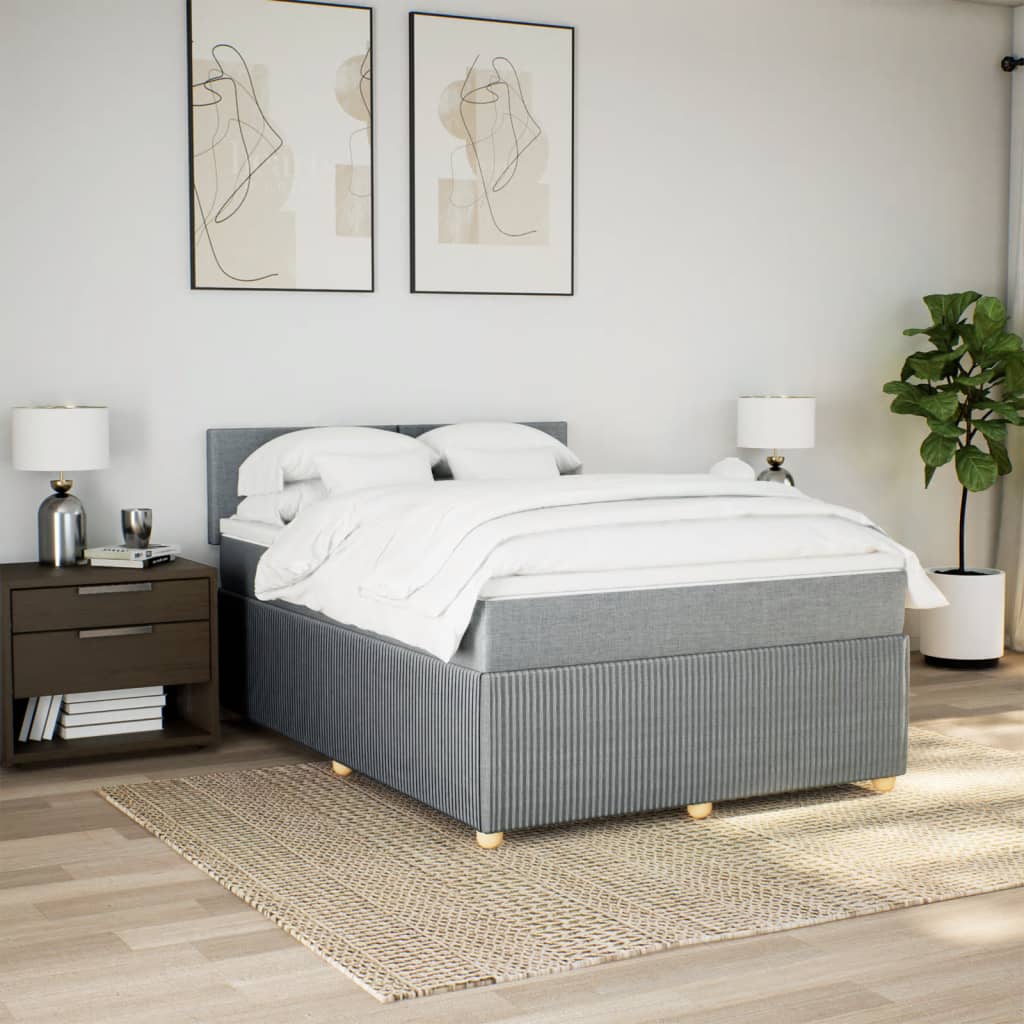 Boxspring met matras stof lichtgrijs 140x200 cm Bedden & bedframes | Creëer jouw Trendy Thuis | Gratis bezorgd & Retour | Trendy.nl